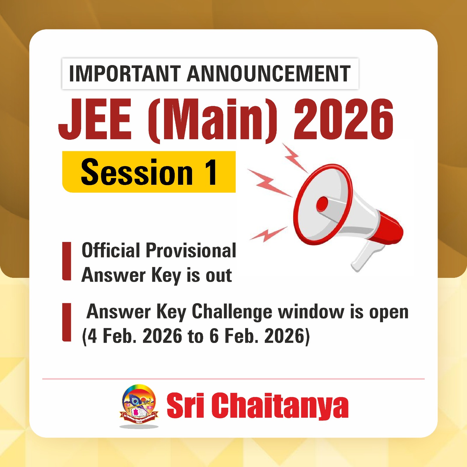 Read more about the article JEE (Main) 2026 Session 1 Provisional Answer Key Released: Check Details, Dates & Challenge Process